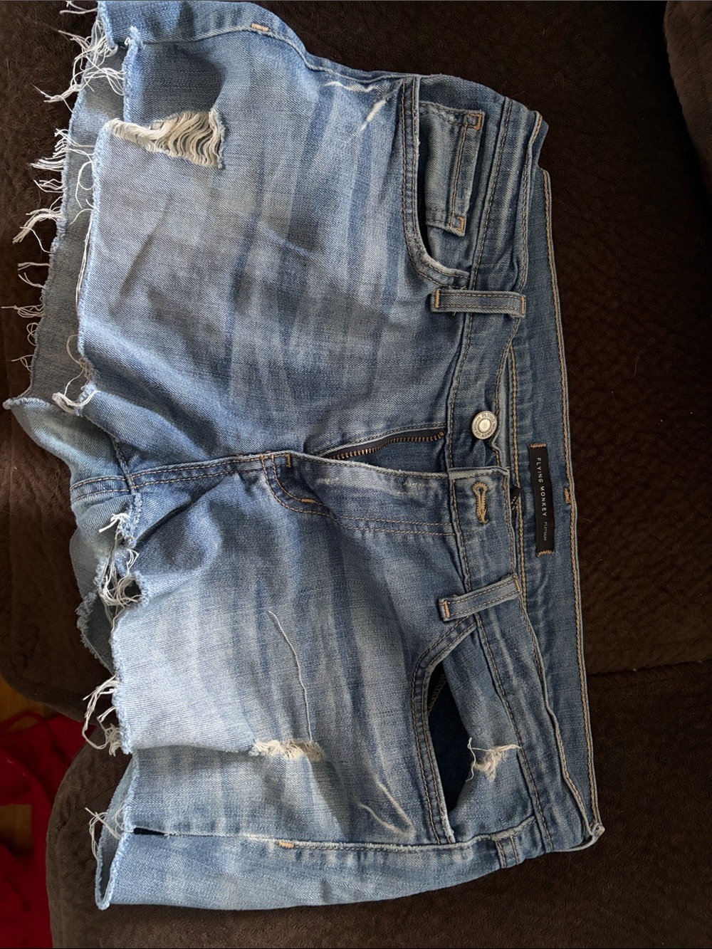 Flying Monkey Light Blue Distressed Denim Shorts